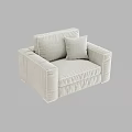 Light Gray Single Seater Fabric Sofa With Comfortable Armrests And Decorative Pillow 3d model