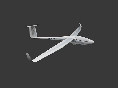 Intelligent Glider ASH-25 Model Flying with Extended Wings and White Fuselage 3d model
