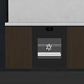 Built in Oven as Modern Kitchen Appliance with Wooden Cabinets and White Countertop