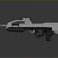 Futuristic Assault Rifle Featuring Tactical Scope Metallic Silver Finish And Ergonomic Grip