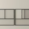 Gray Framed Sliding Doors With Glass Panels On Light Wall Interior 3d model