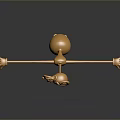 Golden Abstract Humanoid Character with Curly Hair Spherical Body and Slender Limbs on Dark Background