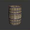 Wooden Barrel Shaped Household Item With Metal Hoops And Cylindrical Design