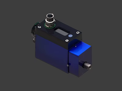 Industrial Equipment Featuring Black Blue Casing Compact Design Metal Connector And Digital 3d model