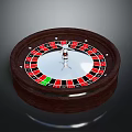Wooden Frame Roulette Wheel Daily Living Item Featuring Red Black Green Numbered Sections And Pointer