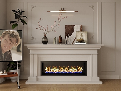 French fireplace background wall 3d model