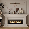 French fireplace background wall 3d model