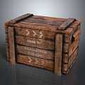 Wooden Shipping Crate With Metal Straps Hypo International Shipping Text And Arrows