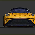 Modern Yellow Sports Car With Sleek Streamlined Body And Black Roof Design