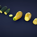 Fresh Zucchini Whole and Sliced On Dark Background Displaying Inner Texture