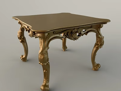 Ornate Golden Coffee Table With Intricate Carved Legs And Classic Design 3d model