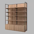 Wooden Display Shelf with Multiple Layers and Bottom Storage Cabinets for Retail Exhibition