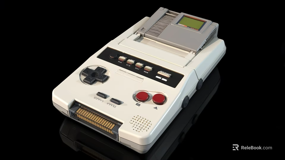 Vintage Intelligent Gaming Machine With Controller Buttons Screen And Cartridge Slot 3d model 