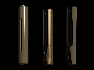 Three Modern Vertical Air Conditioner Fans Featuring Sleek Metallic Design And Various Colors 3d model