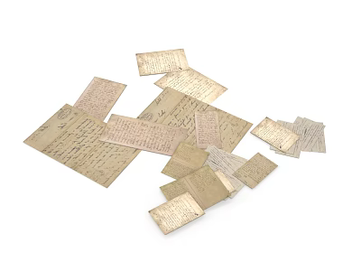 Vintage Handwritten Paper Notes Scattered On White Background For Daily Use 3d model