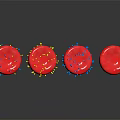 Detailed Red Spherical Structures With Blue Yellow Spikes And Reflections On Dark Background 3d model