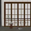 Modern Indoor Decorative Fence With Wooden Frame Glass Panels And Brass Railings