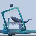 Check in Photo Spot with Blue Frame Whale Balloon Seaweed and Railing