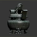Bronze Furniture Decoration With Lion Sculpture And Carved Patterns Golden Accents