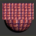 Folded Panel And Sphere With Red Grid Textured Surface Design Elements