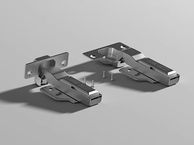 Durable Stainless Steel Metal Hinges with Screws for Furniture Hardware 3d model