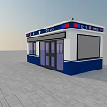 Police Booth with Red and Blue Lights Blue White Exterior Glass Door and POLICE Sign