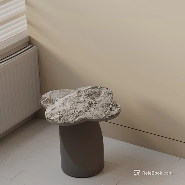 Modern Irregular Cloud Shaped Side Table With Stone Top And Dark Support Base 3d model 