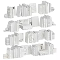 Stylish White Books And Magazines Stacked In Decorative Home Library Display Setup