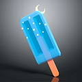 Transparent Blue Popsicle Decorated With Moon And Stars On Wooden Stick
