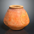 Ancient Orange Red Clay Pot With Patched Surface On Dark Background 3d model