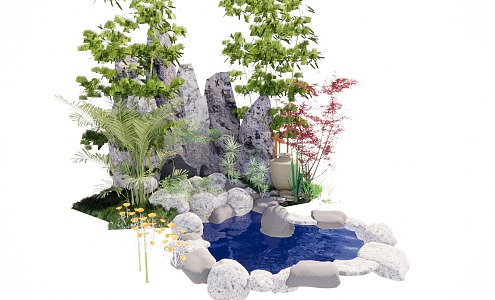 rockery pool 3d model