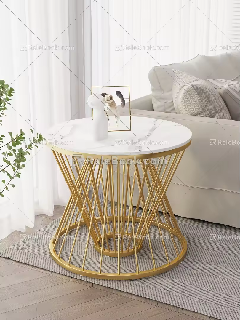 Light Luxury Side Table Coffee Table 3d model