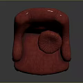 Elegant Red Leather Armchair With Tufted Upholstery Curved Arms And Wooden Legs