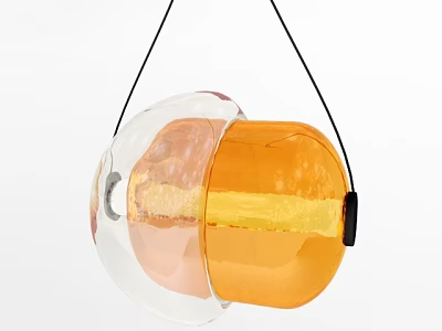 Modern Orange Transparent Glass Pendant Light With Hemispherical Shape And Yellow Interior 3d model