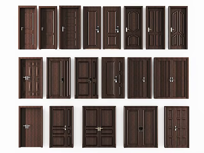 Modern security door entry door swing door 3d model