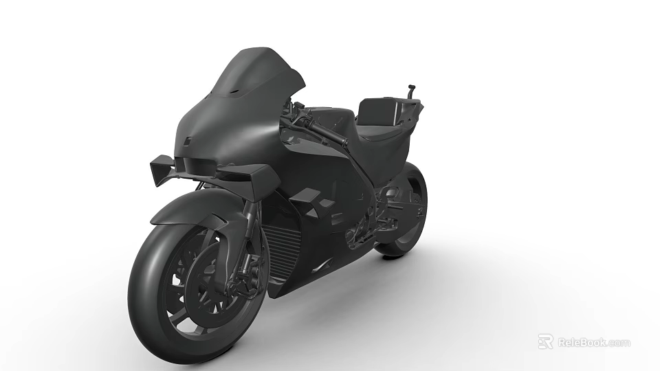 Black Modern Sport Motorcycle With Sleek Aerodynamic Body Design 3d model 