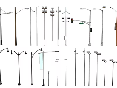 Various Styles Of Outdoor Lights Including Street And Garden Lamp Designs 3d model