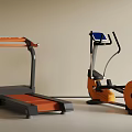 Modern Sports Equipment Orange Black Treadmill Elliptical Trainer Display Screens Home Gym