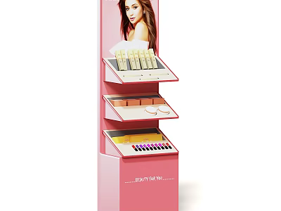 Pink Beauty Me Display Shelf With Multiple Layers Holding Cosmetics Products For Makeup 3d model