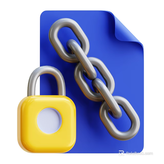Decorative Ornament Set Featuring Yellow Padlock Silver Chain And Blue Background 3d model 