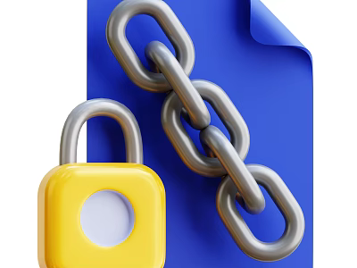 Decorative Ornament Set Featuring Yellow Padlock Silver Chain And Blue Background 3d model
