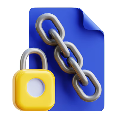 Decorative Ornament Set Featuring Yellow Padlock Silver Chain And Blue Background 3d model