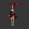 Anime Style Samurai Character In Traditional Outfit With Pink Cherry Blossom Umbrella