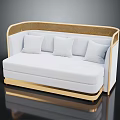 Elegant White Multi Seater Sofa With Gold Frame And Woven Details Modern Design