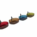 Modern Brown Glass Oval Washbasin Design With Black Faucet And Color Options