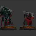 Mechanical Equipment Units Featuring Red Gray Components And Orange Circular Bases 3d model