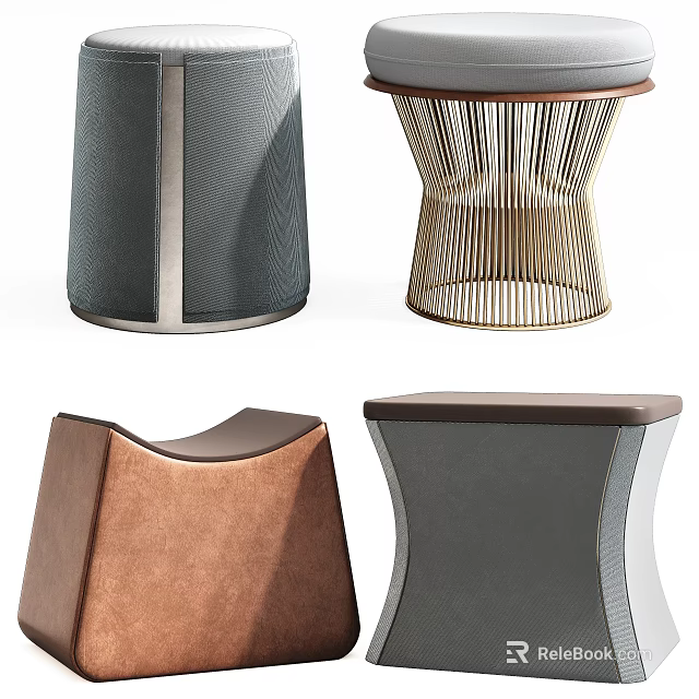 Modern Stools With Unique Designs And Stylish Materials In Various Shapes 3d model 
