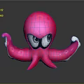 Playful Pink Octopus Character Stuffed Toy With Big Eyes And Tentacles