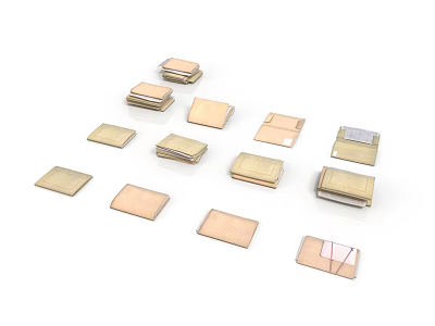 Stylish Square Storage Boxes In Gold And Copper For Household Organization 3d model