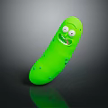 Green Anthropomorphic Pickle Cartoon Character With Funny Face And Eyes